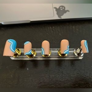 Custom Blue Waves Press On Nails